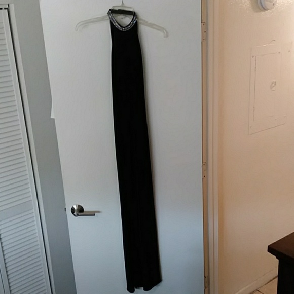 Halter top with bling-bling neckline maxi black go - Picture 1 of 6